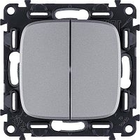 Механизм переключателя 2-кл. СП Valena Allure 10А IP20 250В с лиц. панелью безвинт. зажимы алюм. Leg 752908