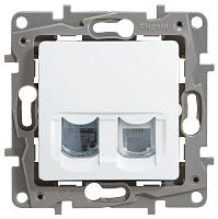 Механизм розетки комп. + телеф. 1-м СП Etika RJ11 + RJ45 CAT.5E UTP бел. Leg 672252