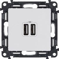 Механизм розетки USB Valena Life 2 разъема 240В/5В 2400мА с лиц. панелью бел. Leg 753412